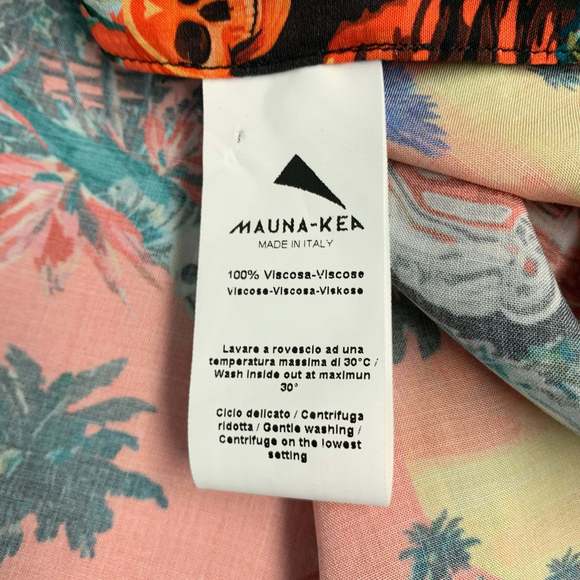 MAUNA KEA Orange Multi Color Hawaiian Viscose Short Sleeve Shirt - Picture 8 of 8